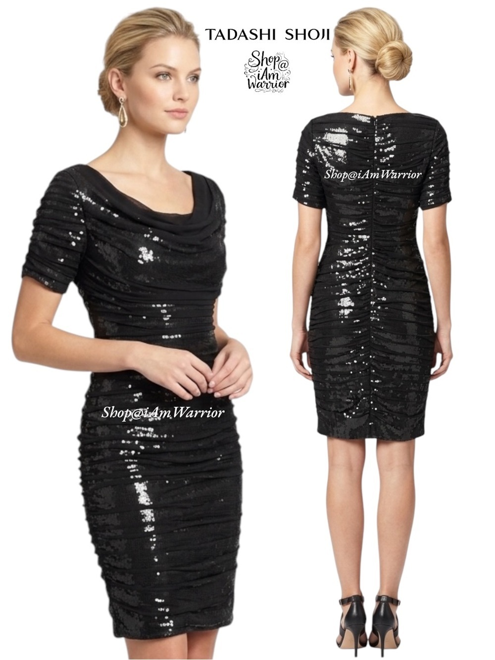 Tadashi Shoji ruched silk layered sequin dress *shop@iamwarrior